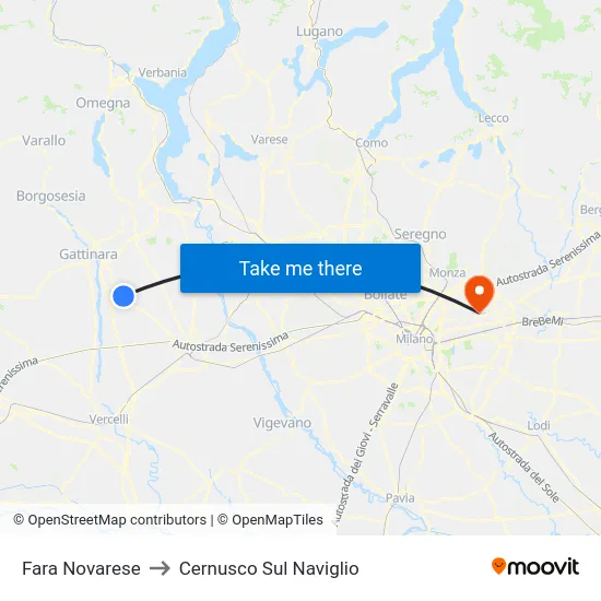 Fara Novarese to Cernusco Sul Naviglio map