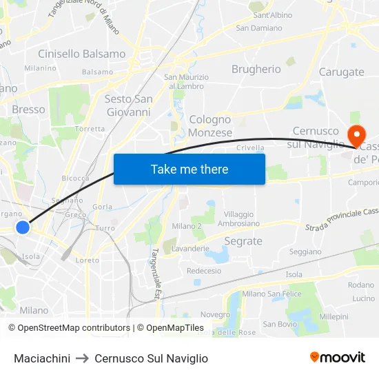 Maciachini to Cernusco Sul Naviglio map