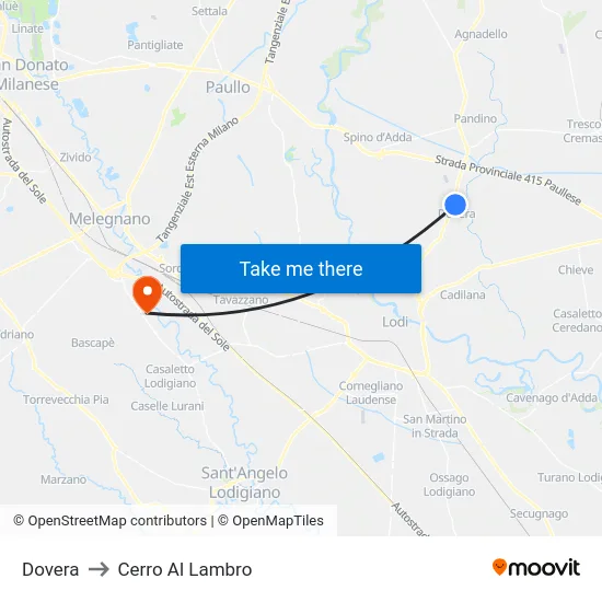 Dovera to Cerro Al Lambro map