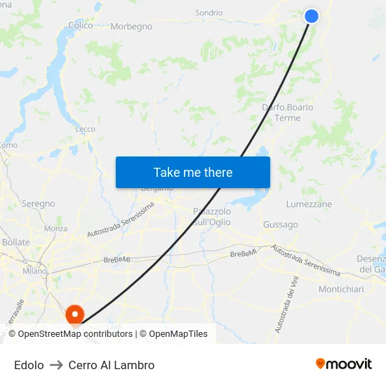 Edolo to Cerro Al Lambro map