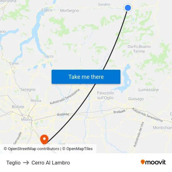Teglio to Cerro Al Lambro map