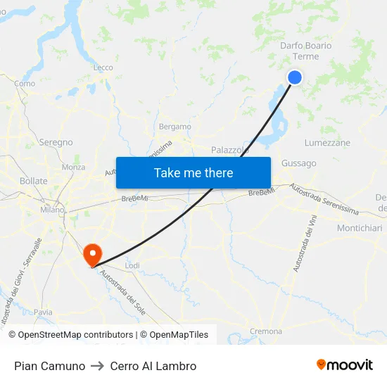 Pian Camuno to Cerro Al Lambro map