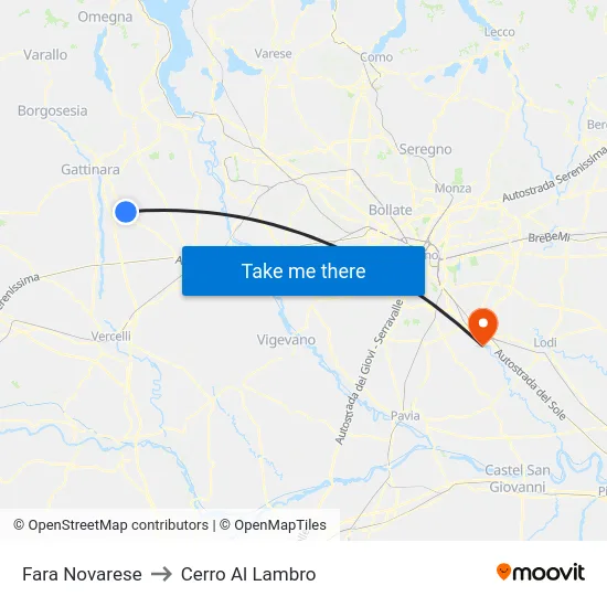 Fara Novarese to Cerro Al Lambro map