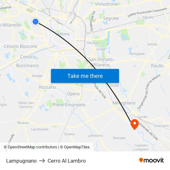 Lampugnano to Cerro Al Lambro map