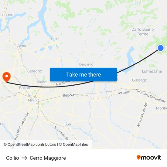 Collio to Cerro Maggiore map