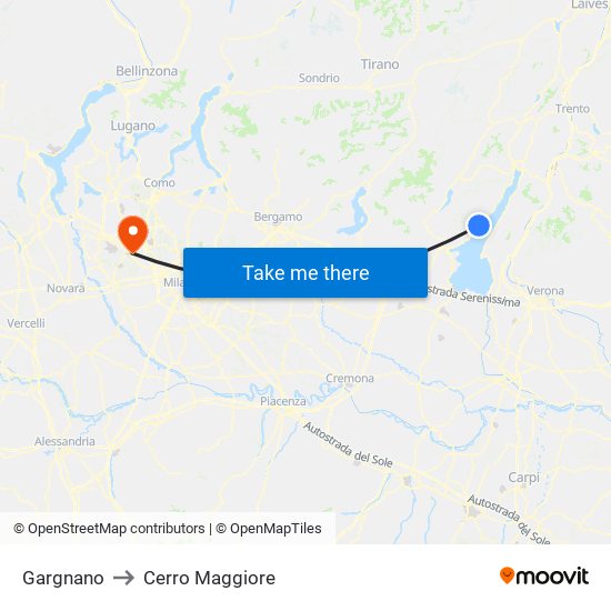 Gargnano to Cerro Maggiore map