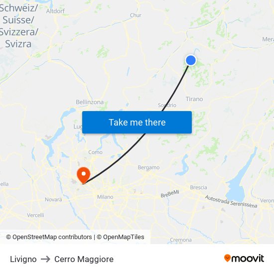 Livigno to Cerro Maggiore map