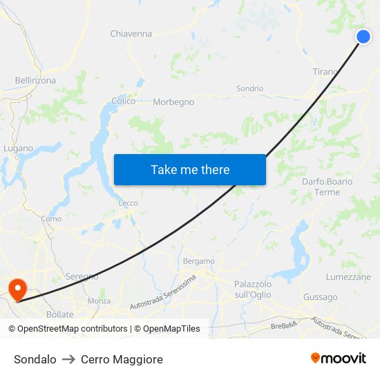 Sondalo to Cerro Maggiore map