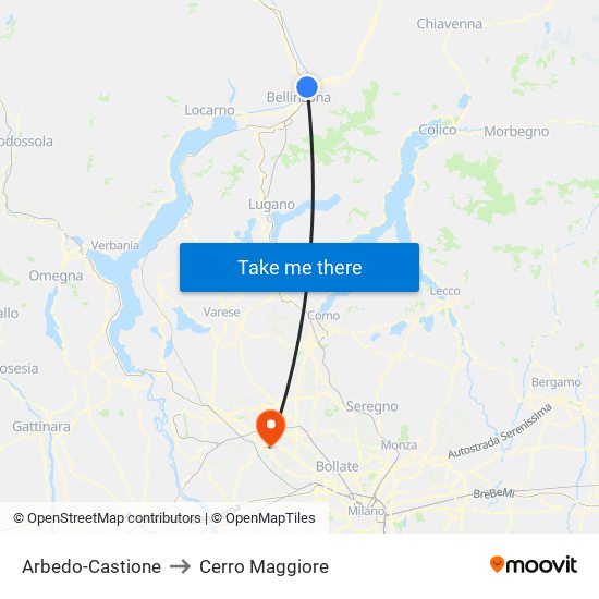 Arbedo-Castione to Cerro Maggiore map