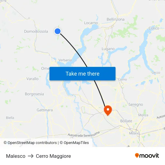 Malesco to Cerro Maggiore map