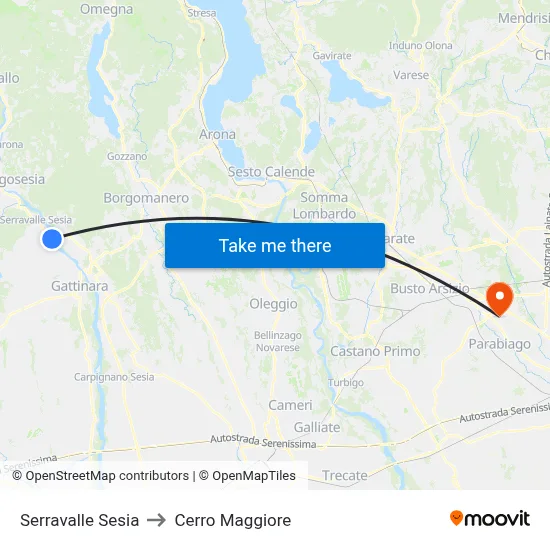 Serravalle Sesia to Cerro Maggiore map