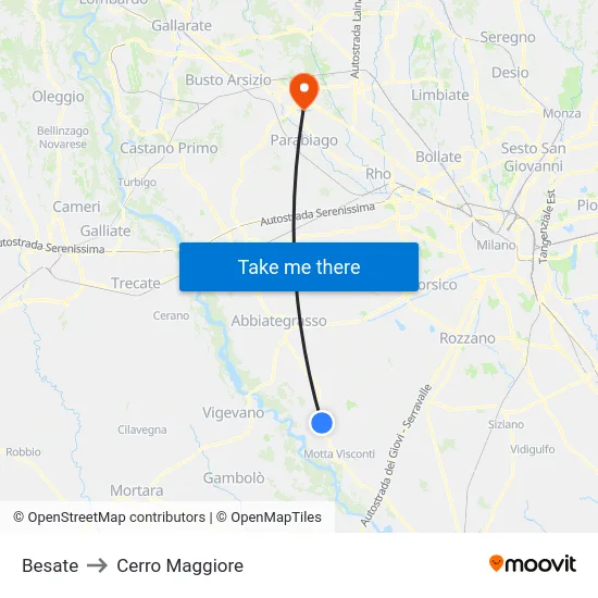 Besate to Cerro Maggiore map