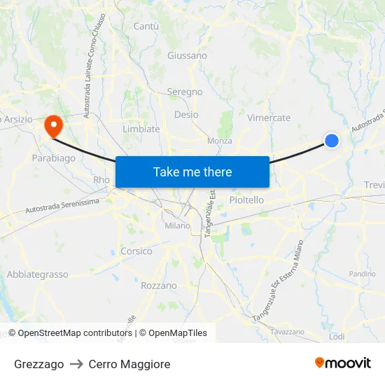 Grezzago to Cerro Maggiore map