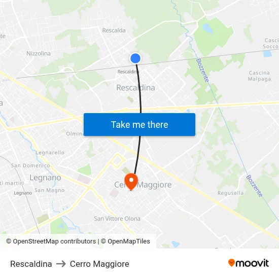 Rescaldina to Cerro Maggiore map