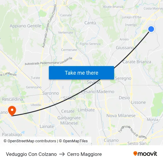 Veduggio con Colzano to Cerro Maggiore map