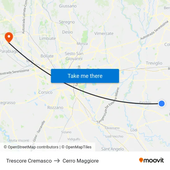Trescore Cremasco to Cerro Maggiore map