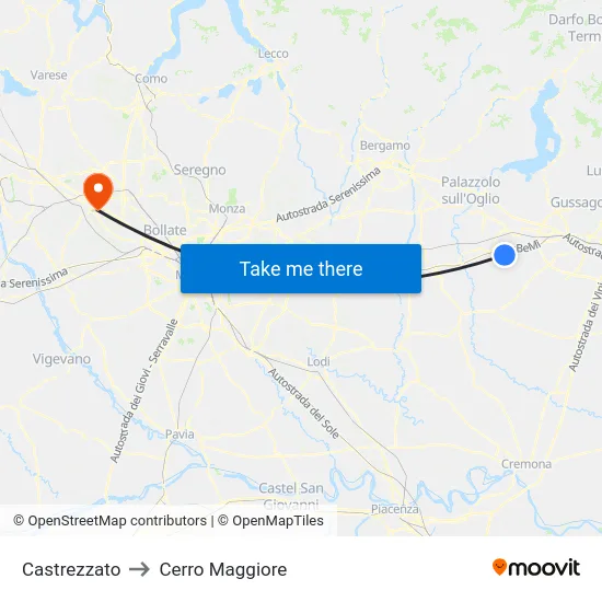 Castrezzato to Cerro Maggiore map