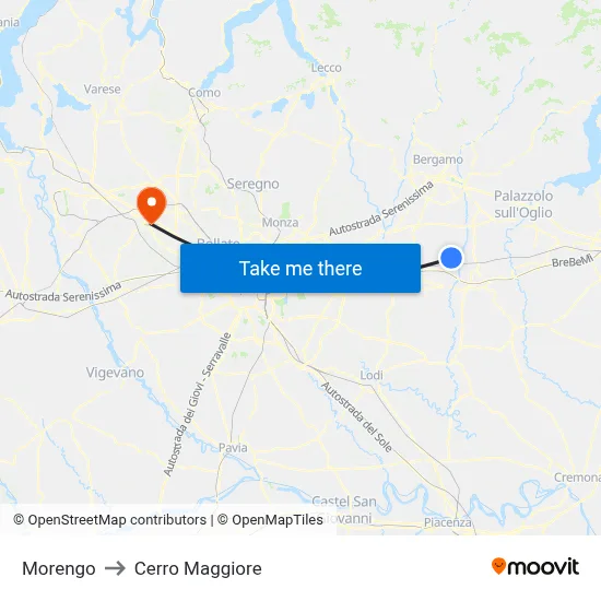 Morengo to Cerro Maggiore map