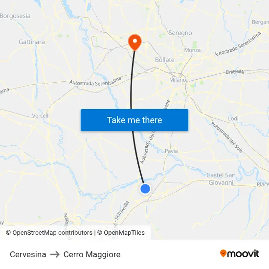 Cervesina to Cerro Maggiore map