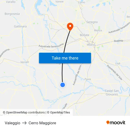 Valeggio to Cerro Maggiore map
