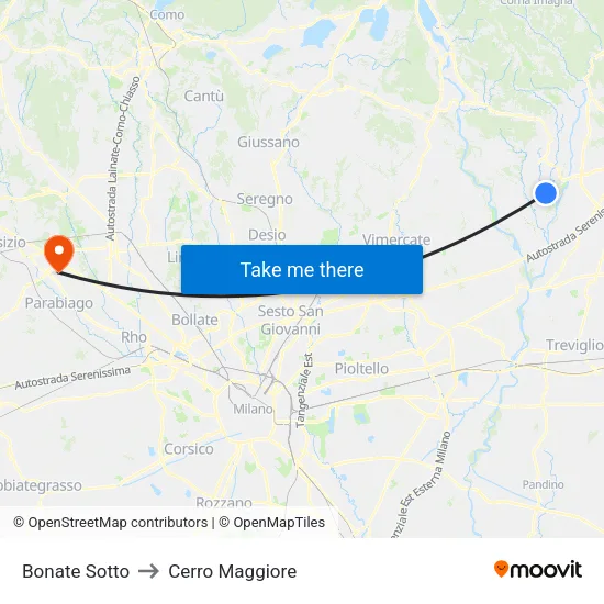 Bonate Sotto to Cerro Maggiore map