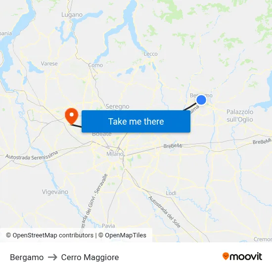 Bergamo to Cerro Maggiore map