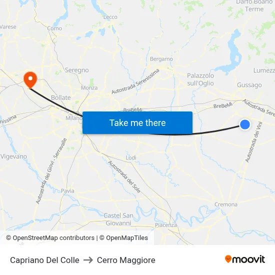 Capriano Del Colle to Cerro Maggiore map