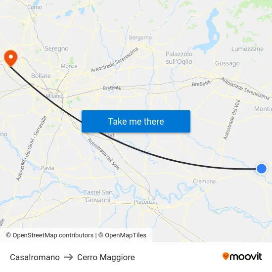 Casalromano to Cerro Maggiore map