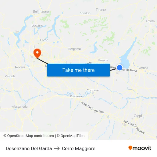 Desenzano del Garda to Cerro Maggiore map