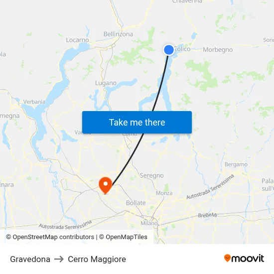 Gravedona to Cerro Maggiore map