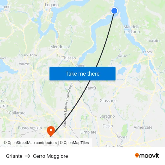 Griante to Cerro Maggiore map