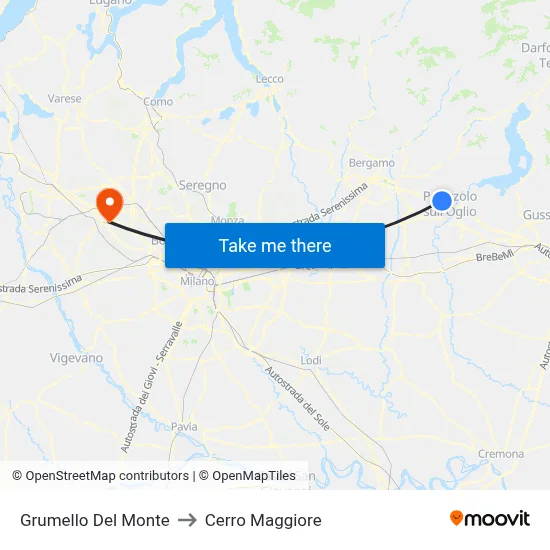 Grumello Del Monte to Cerro Maggiore map