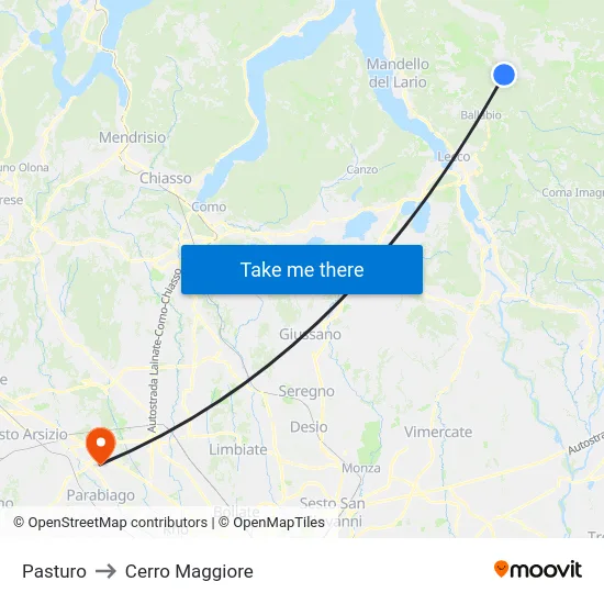 Pasturo to Cerro Maggiore map