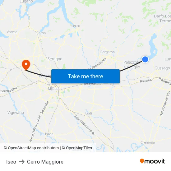 Iseo to Cerro Maggiore map
