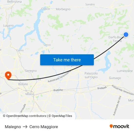 Malegno to Cerro Maggiore map