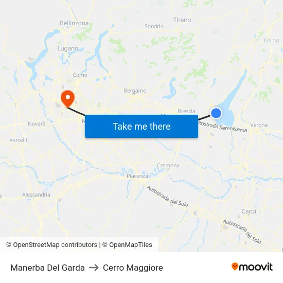 Manerba Del Garda to Cerro Maggiore map