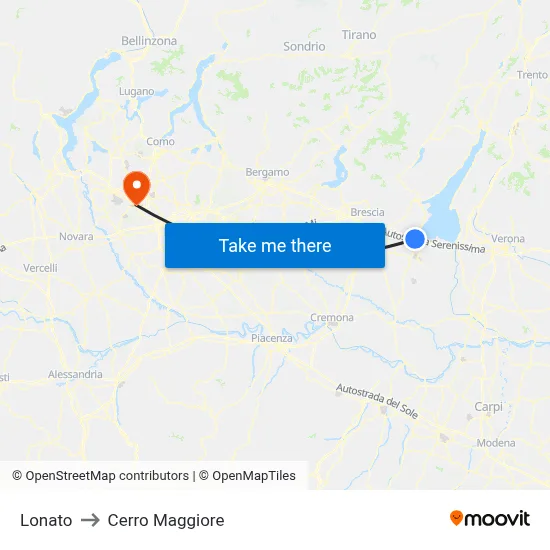 Lonato to Cerro Maggiore map