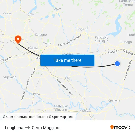 Longhena to Cerro Maggiore map