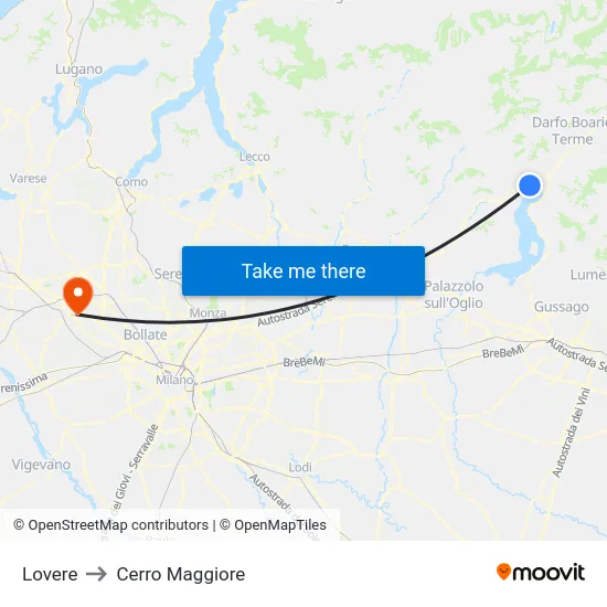 Lovere to Cerro Maggiore map