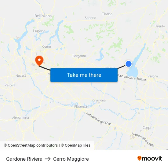 Gardone Riviera to Cerro Maggiore map