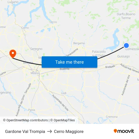 Gardone Val Trompia to Cerro Maggiore map