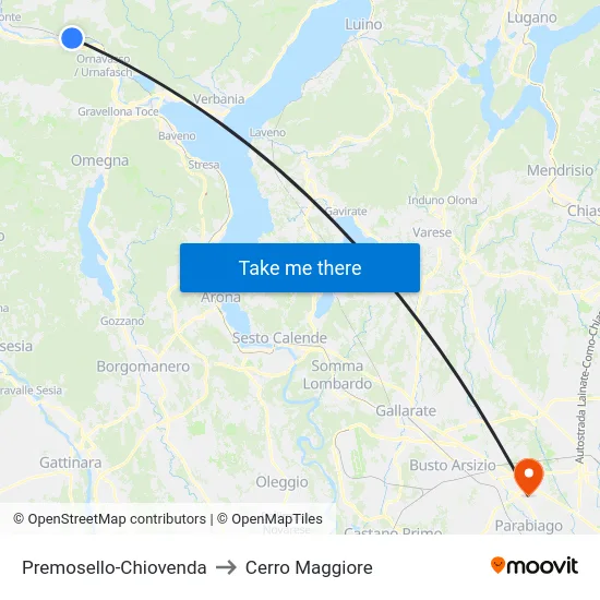 Premosello-Chiovenda to Cerro Maggiore map