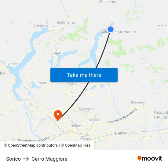 Sorico to Cerro Maggiore map