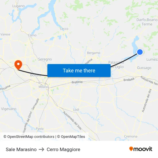 Sale Marasino to Cerro Maggiore map