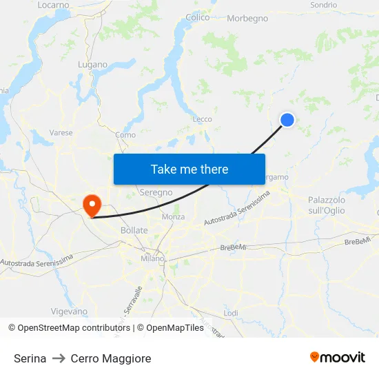 Serina to Cerro Maggiore map