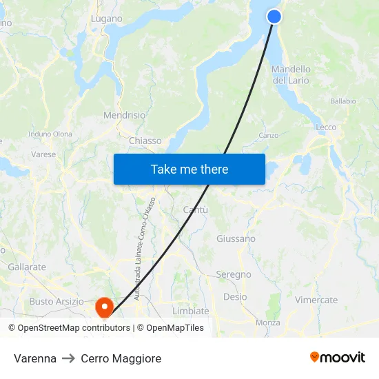 Varenna to Cerro Maggiore map