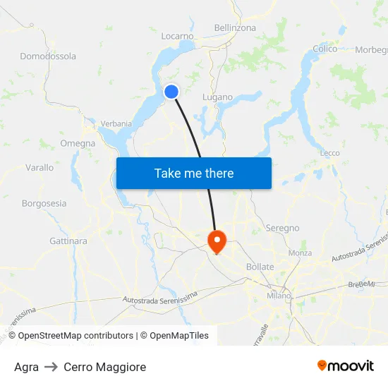 Agra to Cerro Maggiore map