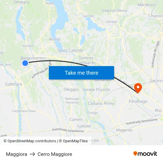 Maggiora to Cerro Maggiore map