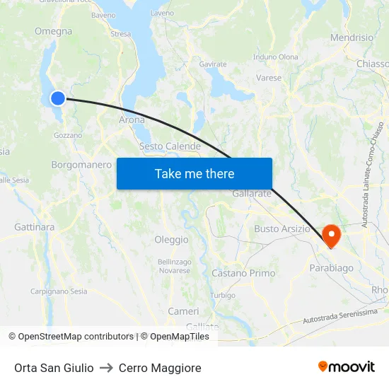 Orta San Giulio to Cerro Maggiore map
