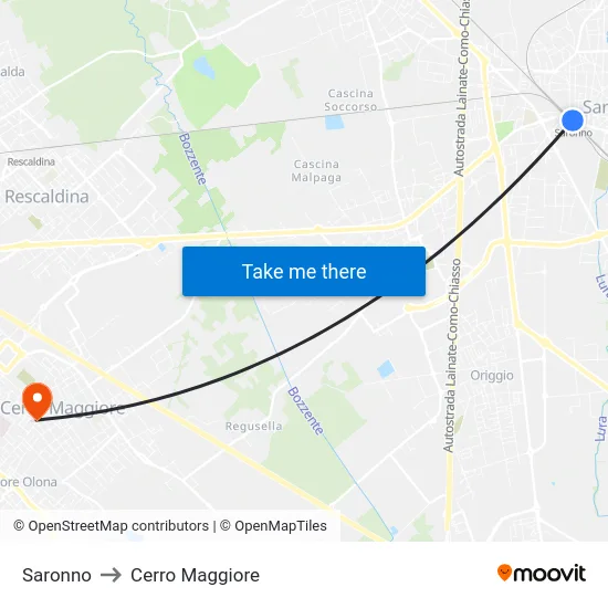 Saronno to Cerro Maggiore map